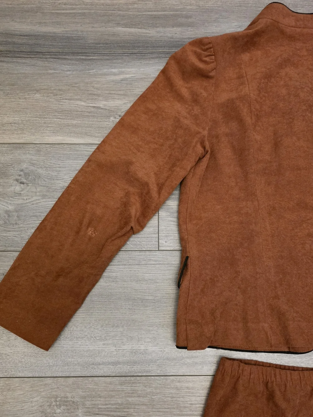 Rust Two-Piece Skirt Set with Buttoned Jacket